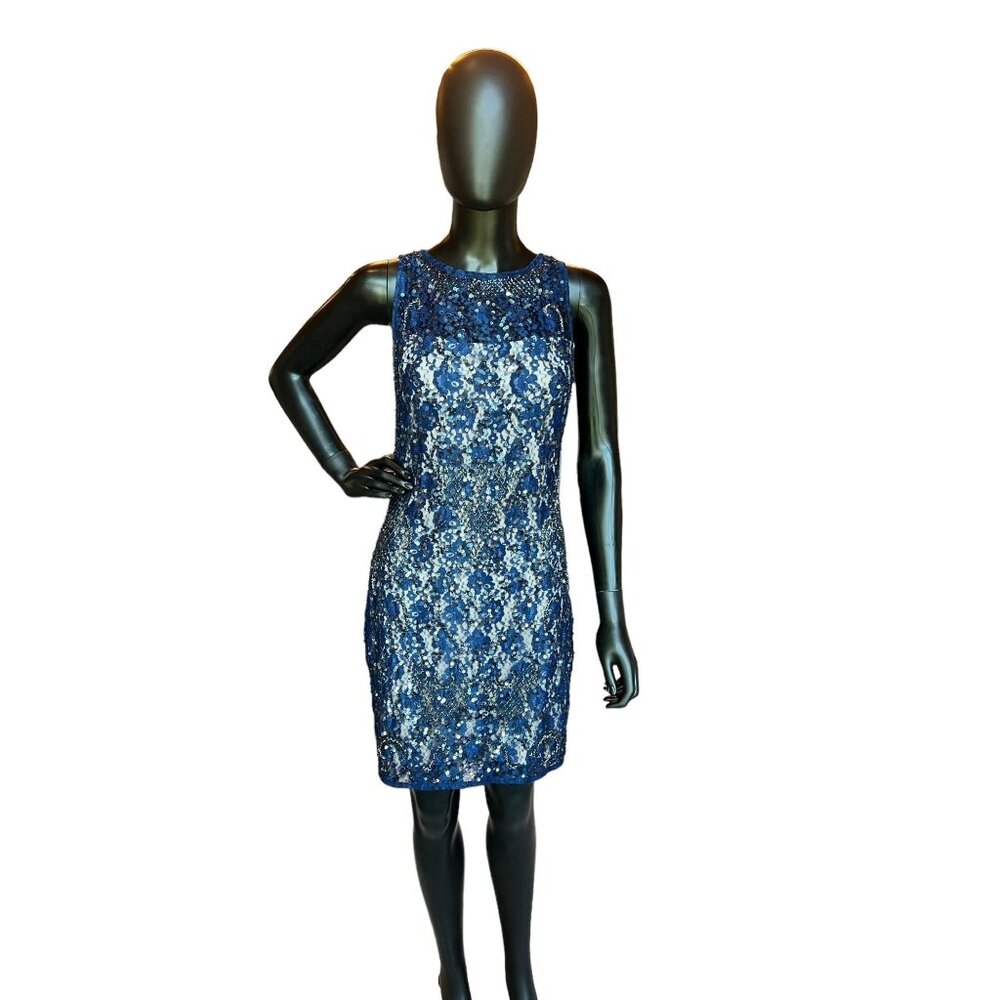 Royal Blue Bead and Sequin Short Dress
